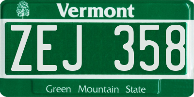 VT license plate ZEJ358