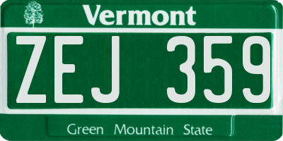 VT license plate ZEJ359