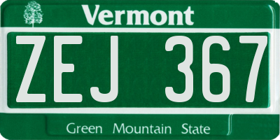 VT license plate ZEJ367