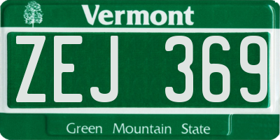 VT license plate ZEJ369
