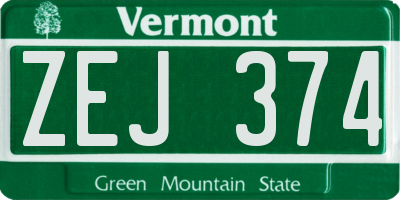 VT license plate ZEJ374