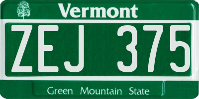 VT license plate ZEJ375