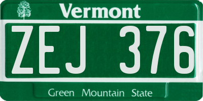 VT license plate ZEJ376
