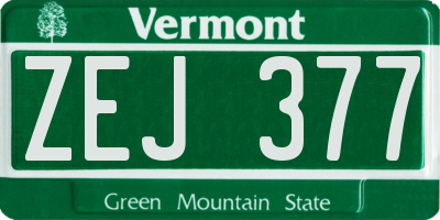 VT license plate ZEJ377
