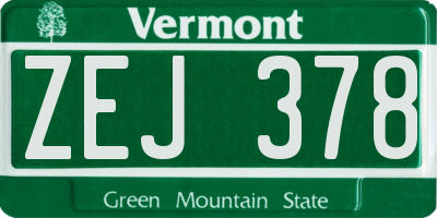 VT license plate ZEJ378