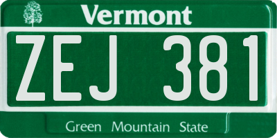 VT license plate ZEJ381