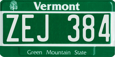VT license plate ZEJ384