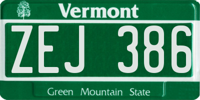 VT license plate ZEJ386