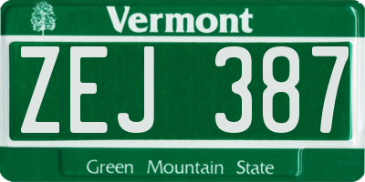 VT license plate ZEJ387
