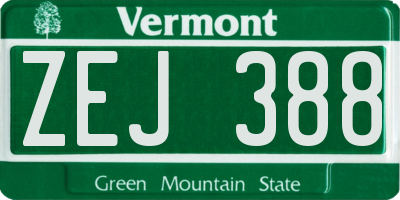 VT license plate ZEJ388