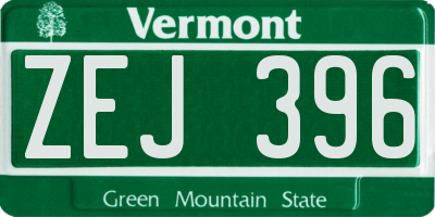 VT license plate ZEJ396