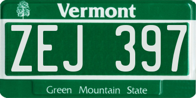 VT license plate ZEJ397