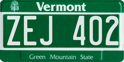 VT license plate ZEJ402