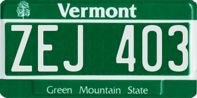 VT license plate ZEJ403