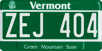 VT license plate ZEJ404