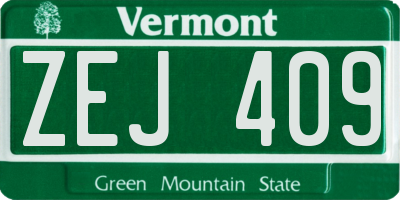 VT license plate ZEJ409