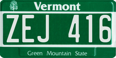 VT license plate ZEJ416