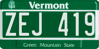 VT license plate ZEJ419