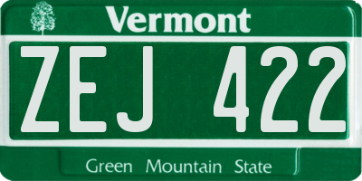 VT license plate ZEJ422