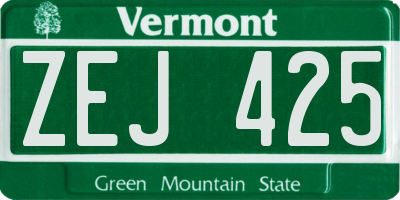 VT license plate ZEJ425