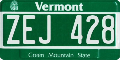 VT license plate ZEJ428