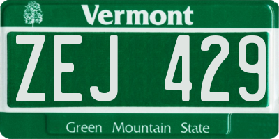 VT license plate ZEJ429