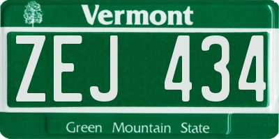 VT license plate ZEJ434