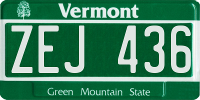 VT license plate ZEJ436