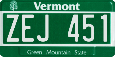 VT license plate ZEJ451