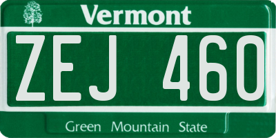 VT license plate ZEJ460