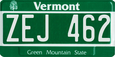 VT license plate ZEJ462
