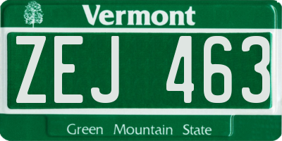 VT license plate ZEJ463