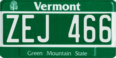 VT license plate ZEJ466