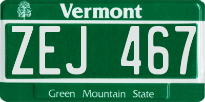 VT license plate ZEJ467