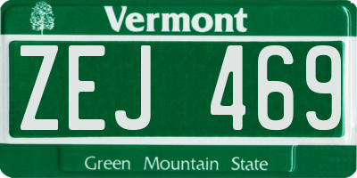 VT license plate ZEJ469