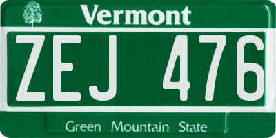 VT license plate ZEJ476