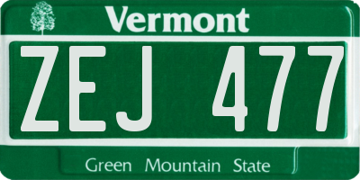 VT license plate ZEJ477