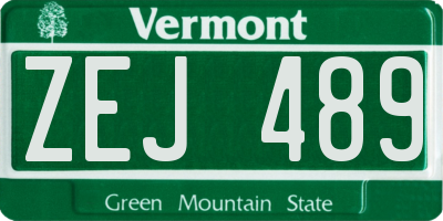 VT license plate ZEJ489