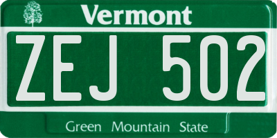 VT license plate ZEJ502