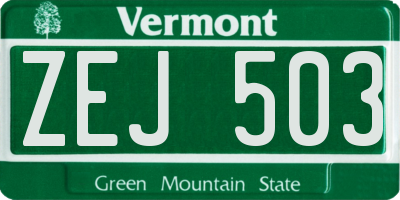 VT license plate ZEJ503