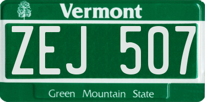 VT license plate ZEJ507