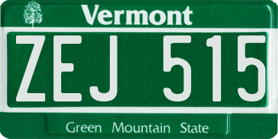VT license plate ZEJ515
