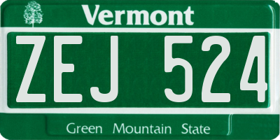 VT license plate ZEJ524