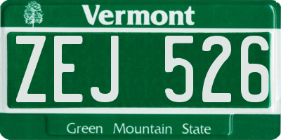 VT license plate ZEJ526