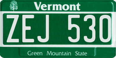 VT license plate ZEJ530