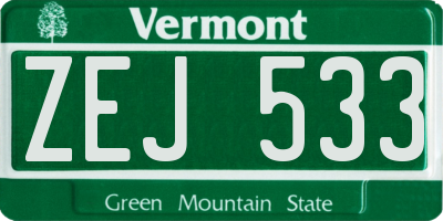 VT license plate ZEJ533