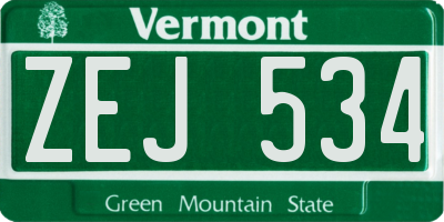 VT license plate ZEJ534