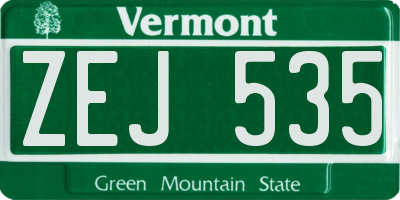 VT license plate ZEJ535