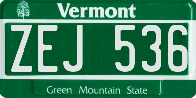 VT license plate ZEJ536