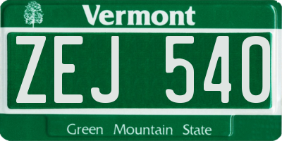 VT license plate ZEJ540